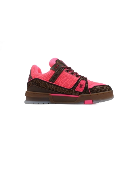 Louis Vuitton Trainer Pink Brown Rhinestone