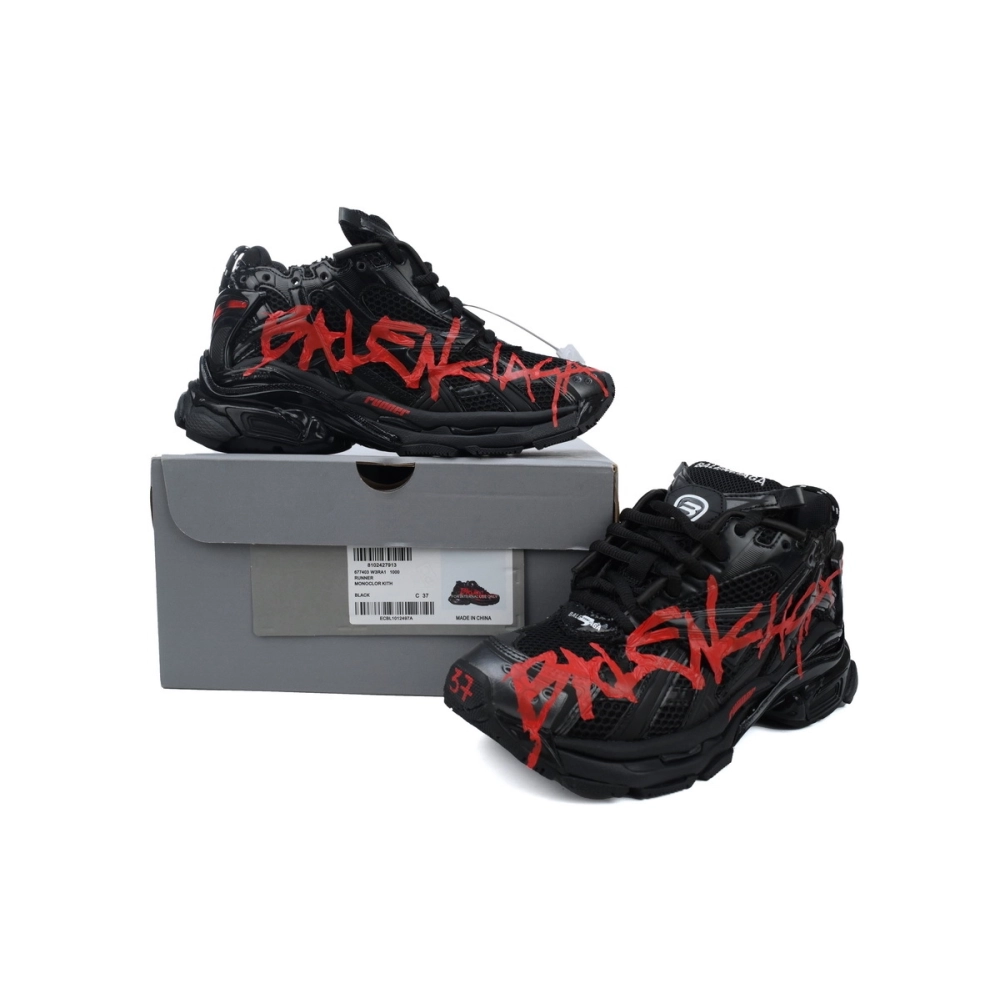 Balenciaga Runner Graffiti Black Red 677402 W3RB1 0102