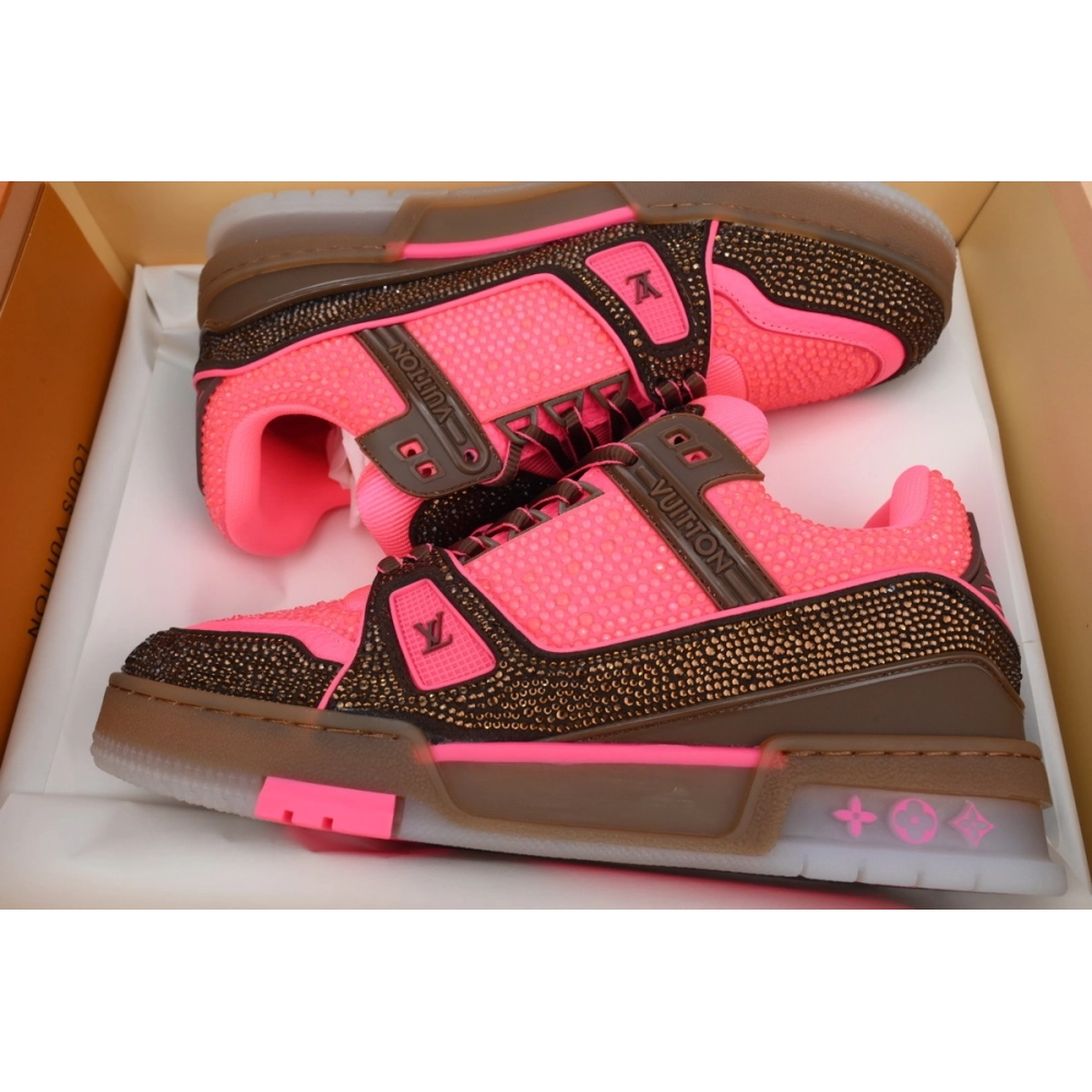 Louis Vuitton Trainer Pink Brown Rhinestone