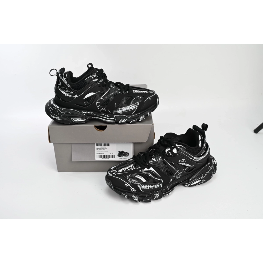 Balenciaga Track Black Black-And-White Painting 542023 W3SR2 2315