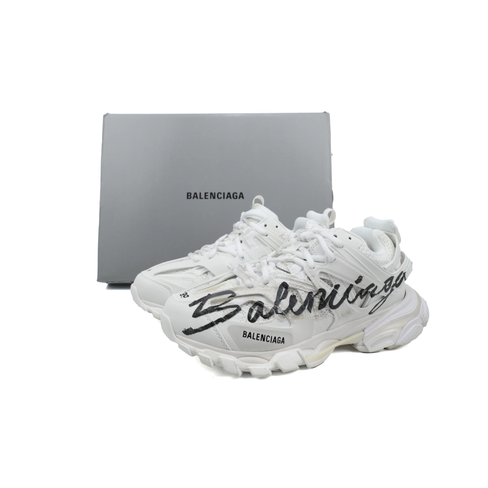 Balenciaga Track.2 Signature Sneaker in White/black 542436 WTRHW 9010