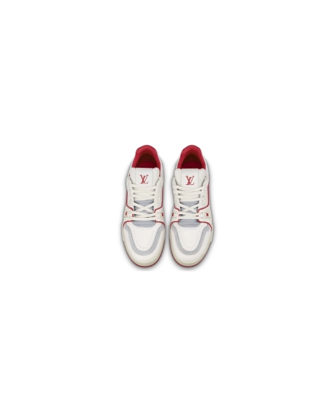 Louis Vuitton Trainer Leather White Red 1ABFBI