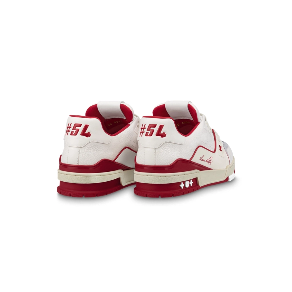 Louis Vuitton Trainer Leather White Red 1ABFBI