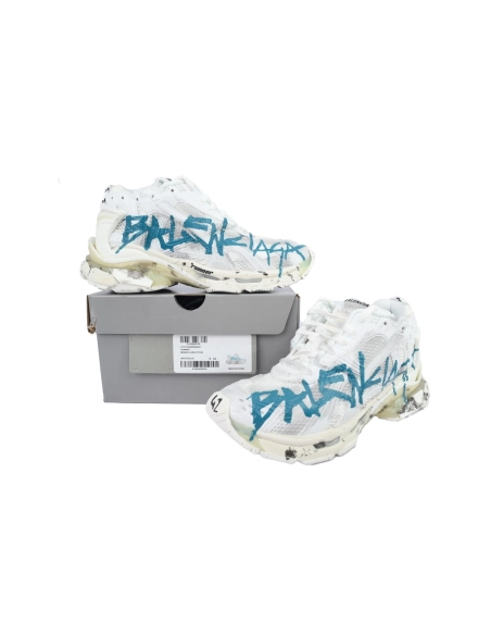 Balenciaga Runner Sneaker Graffiti White Blue 772774 W3RBQ 9040