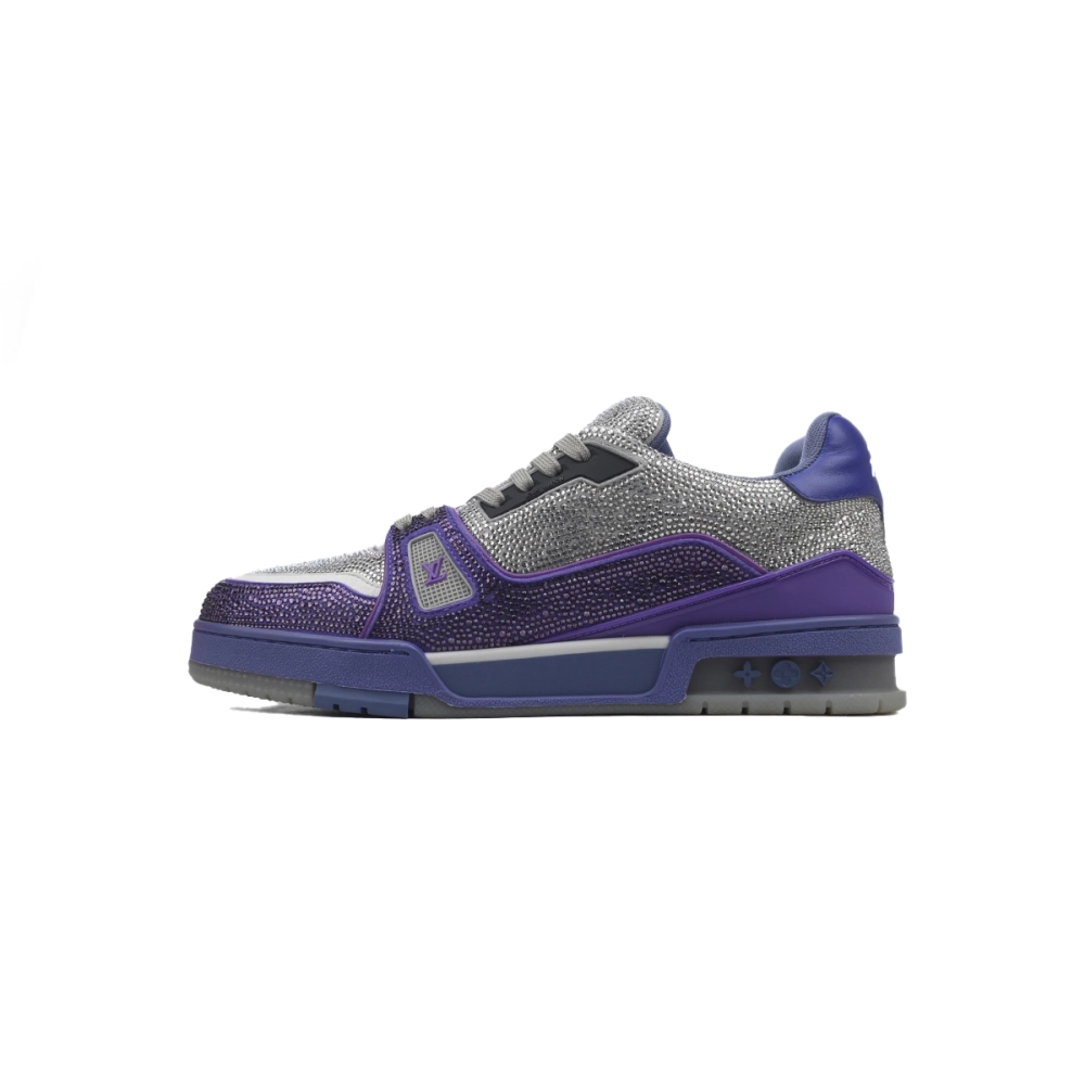 Louis Vuitton Trainer Crystal Grey Purple Rhinestone