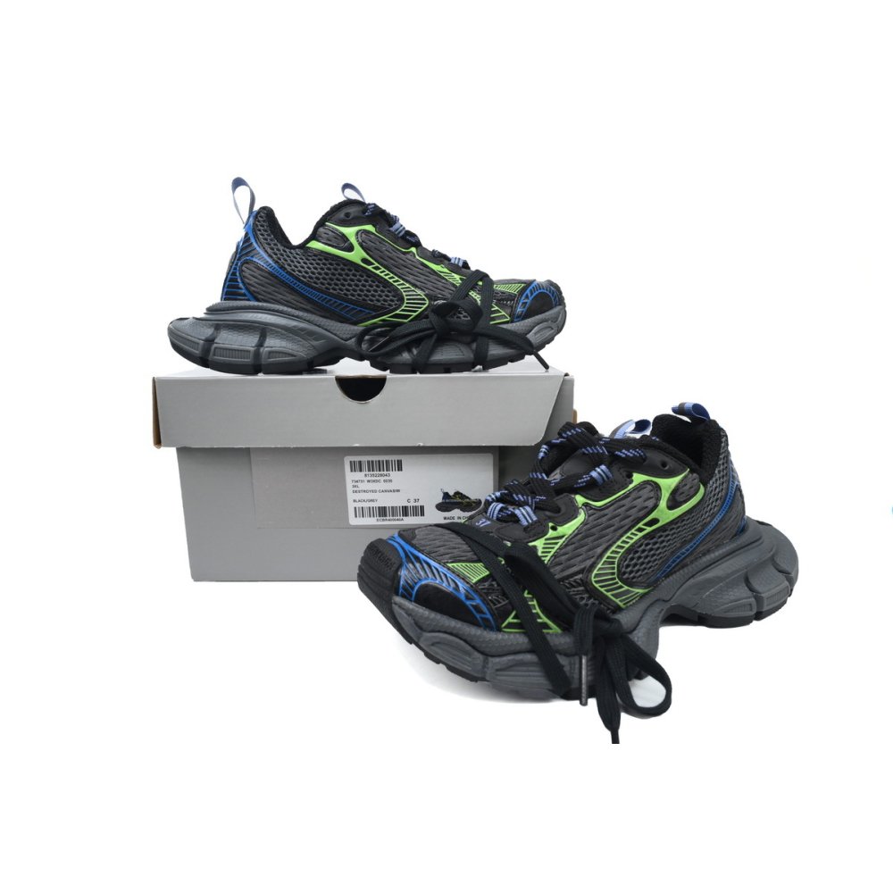 Balenciaga 3XL Sneaker Black Green Blue 734731 W3XDC 0235