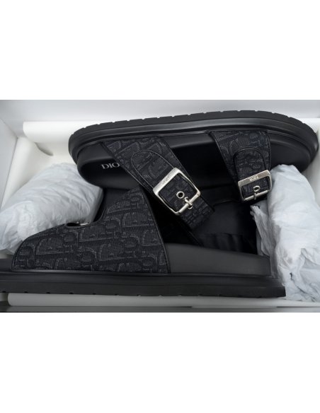 Dior Aqua Sandal All Black Dior Oblique Jacquard