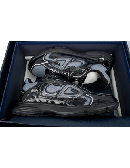 Dior B30 Round Head Logo Sneakers Patent Leather Gray