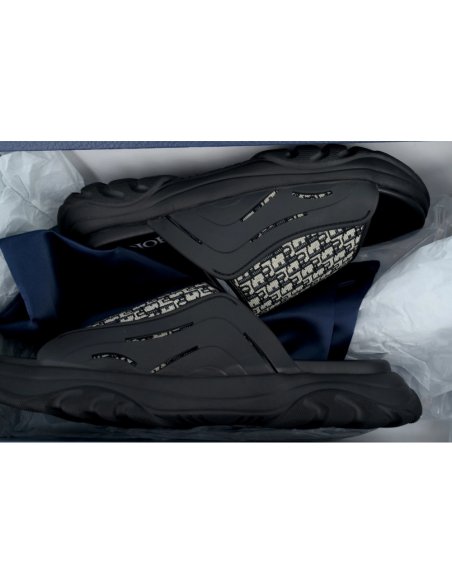 Dior Oblique Flat Sandals Mules Shoes Logo Black Beige