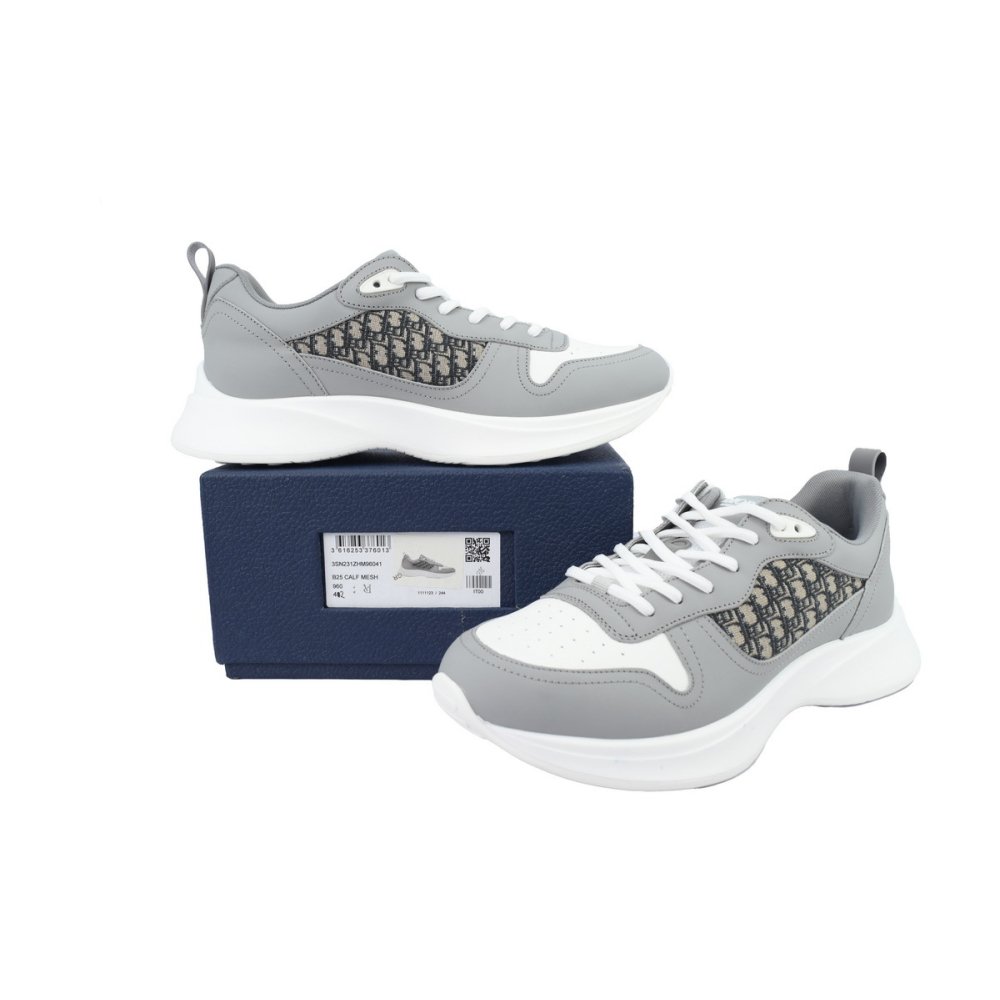 Dior B25 Runner Grey Smooth Calfskin Oblique Jacquard 3SN299ZIR H165