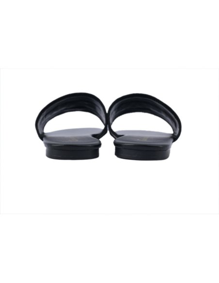 Dior Dway Black Oblique / Beige Cotton Sandal Flat