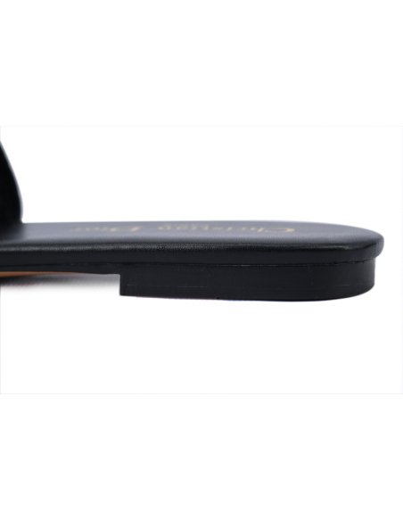 Dior Dway Black Oblique / Beige Cotton Sandal Flat