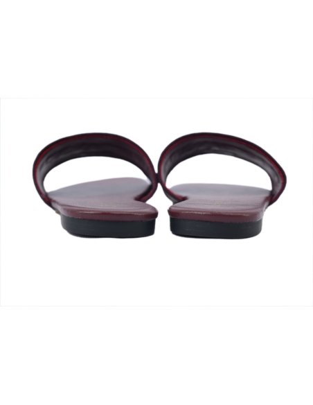 Dior Dway Slide Burgundy Cotton Embroidered Sandals