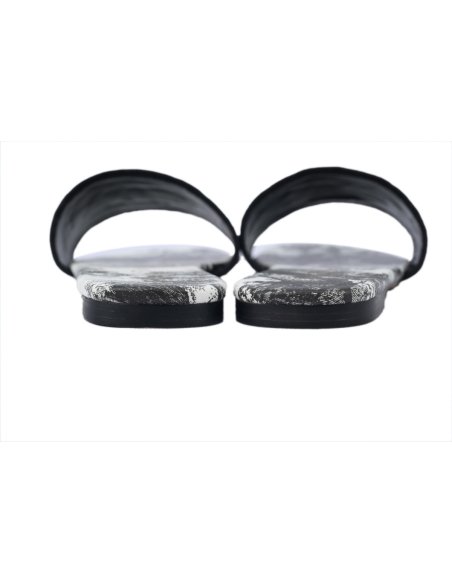 Dior Dway Slide Cloth Printed Sandals Black