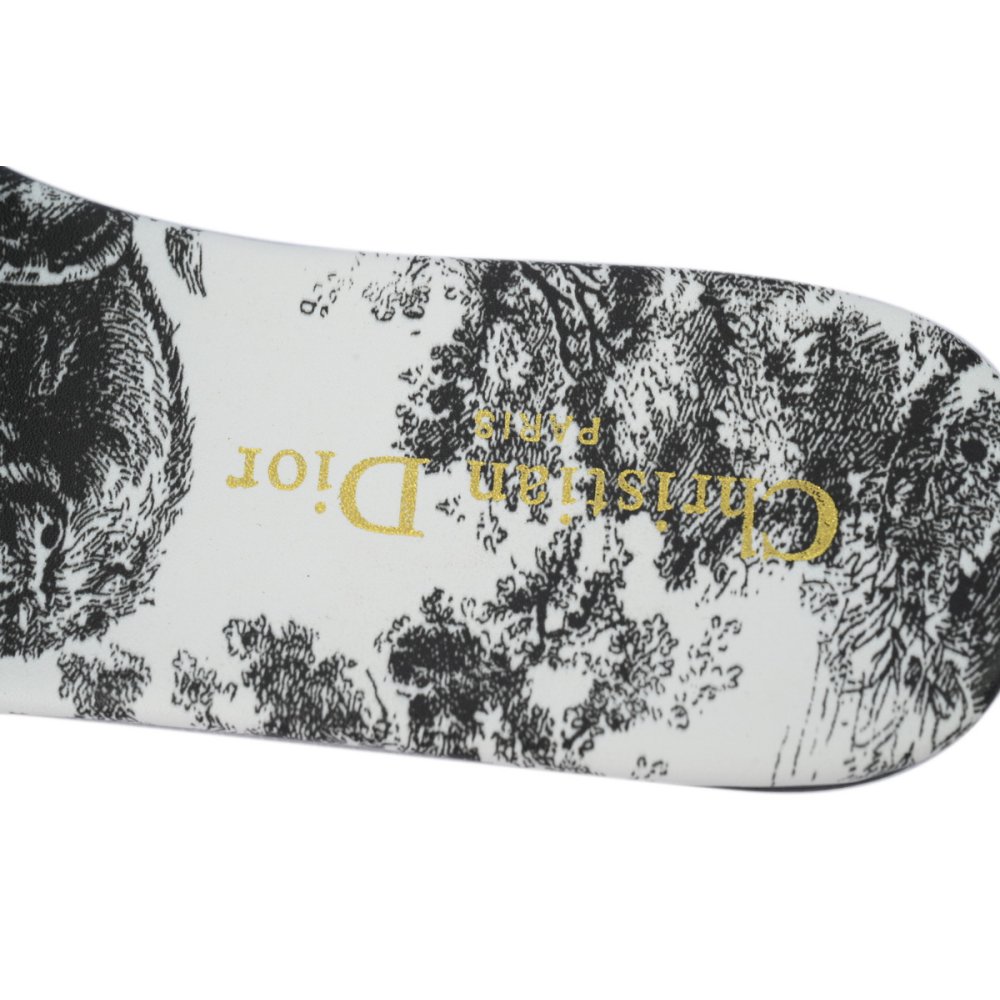 Dior Dway Slide Cloth Printed Sandals Black