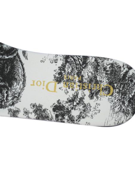 Dior Dway Slide Cloth Printed Sandals Black