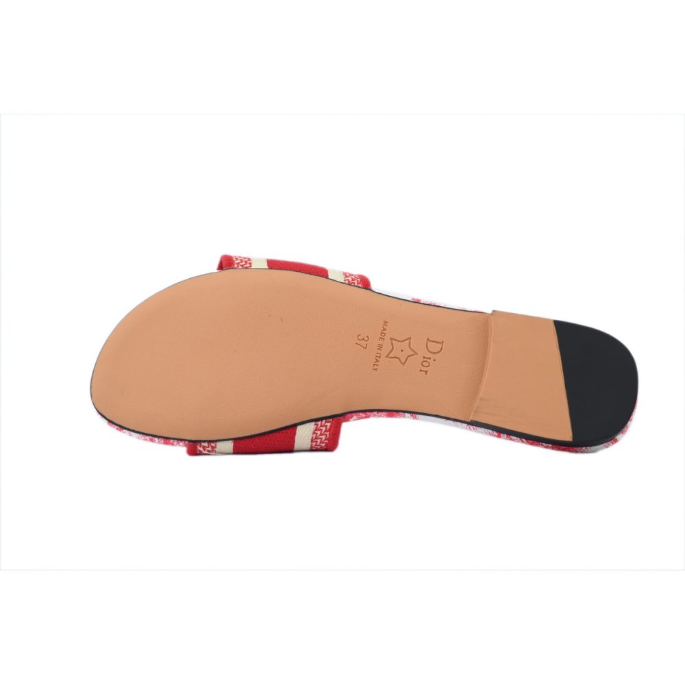 Dior Dway Slide Cloth Printed Sandals Red KCQ209DME_S79W