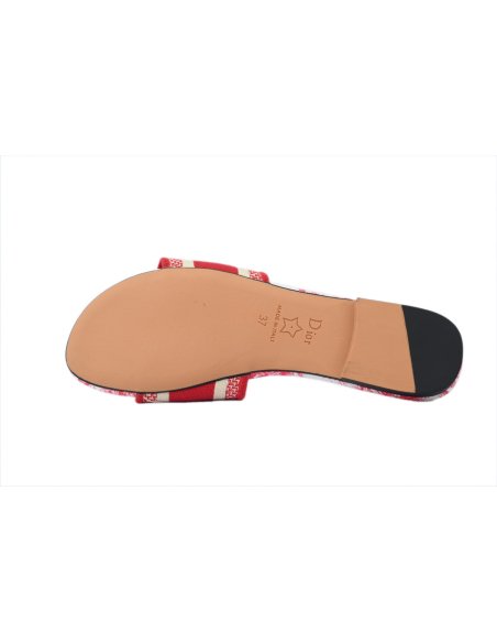 Dior Dway Slide Cloth Printed Sandals Red KCQ209DME_S79W
