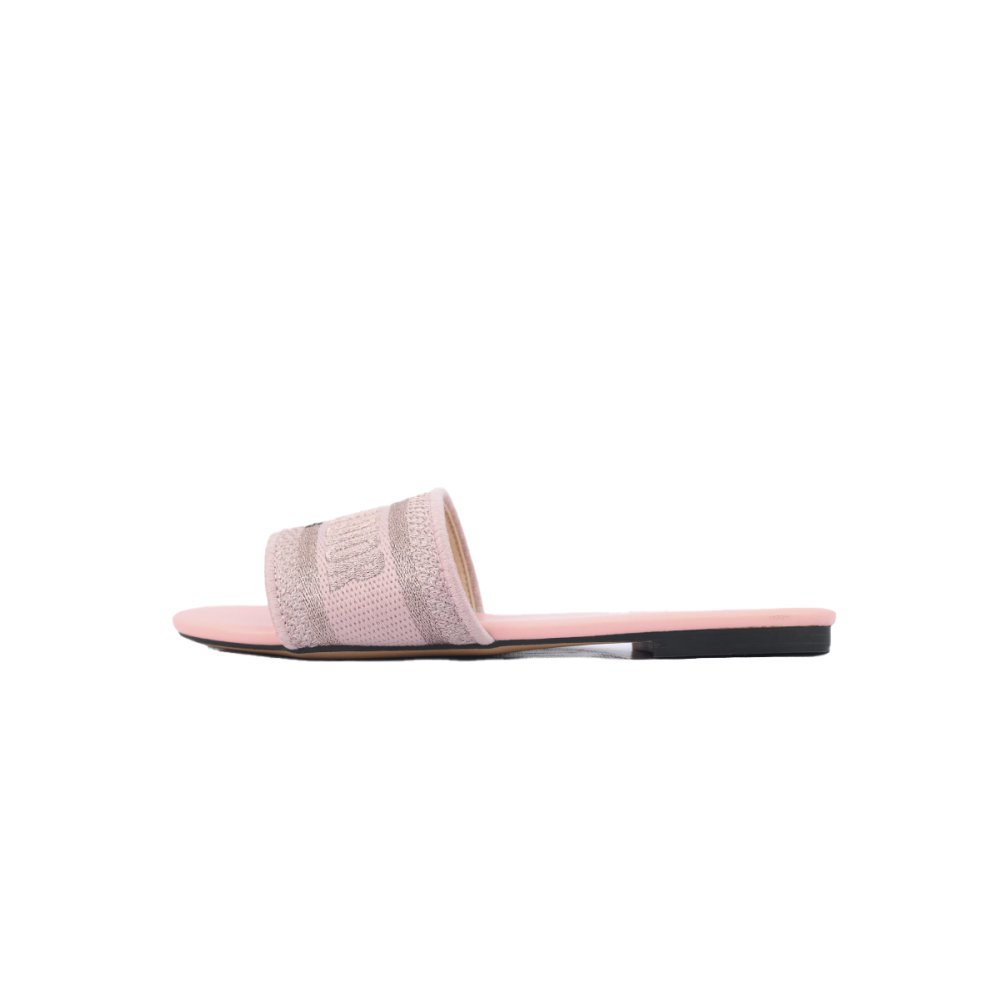 Dior Dway Slide Cotton Embroidered Sandals Rose Des Vents