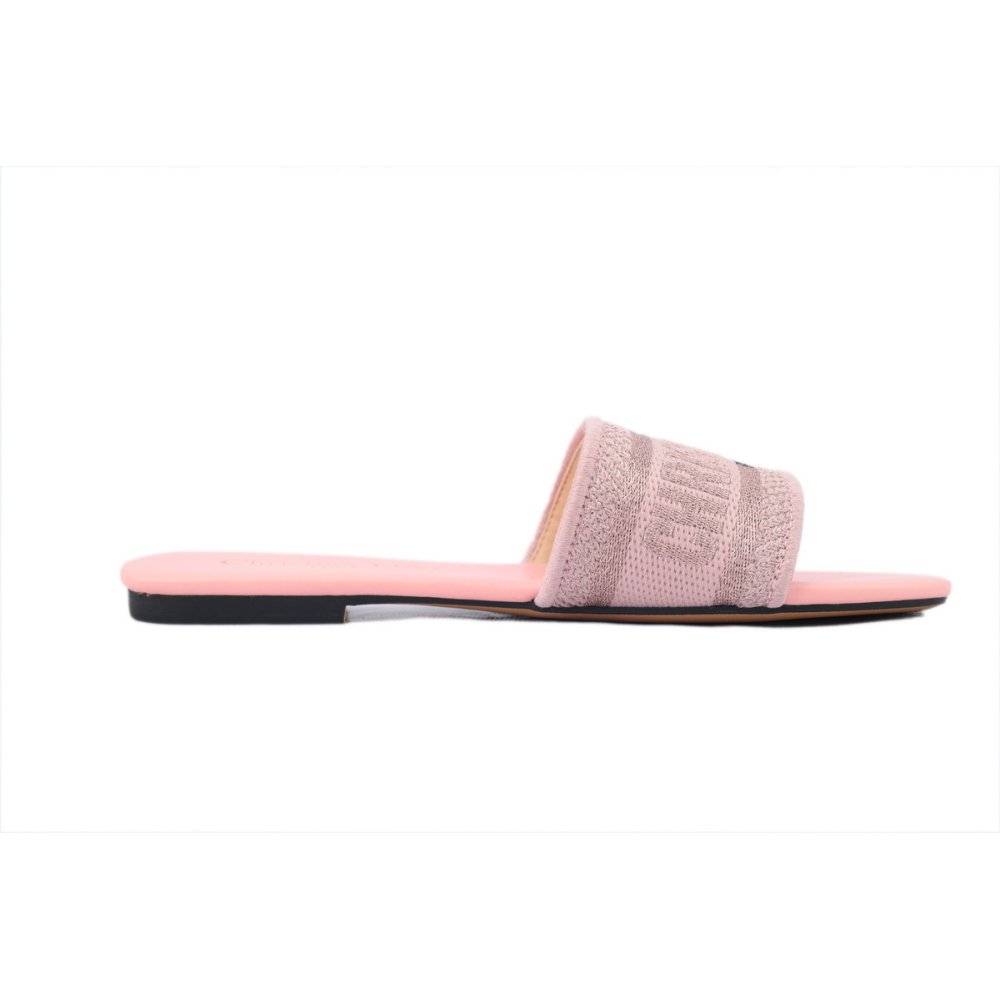 Dior Dway Slide Cotton Embroidered Sandals Rose Des Vents