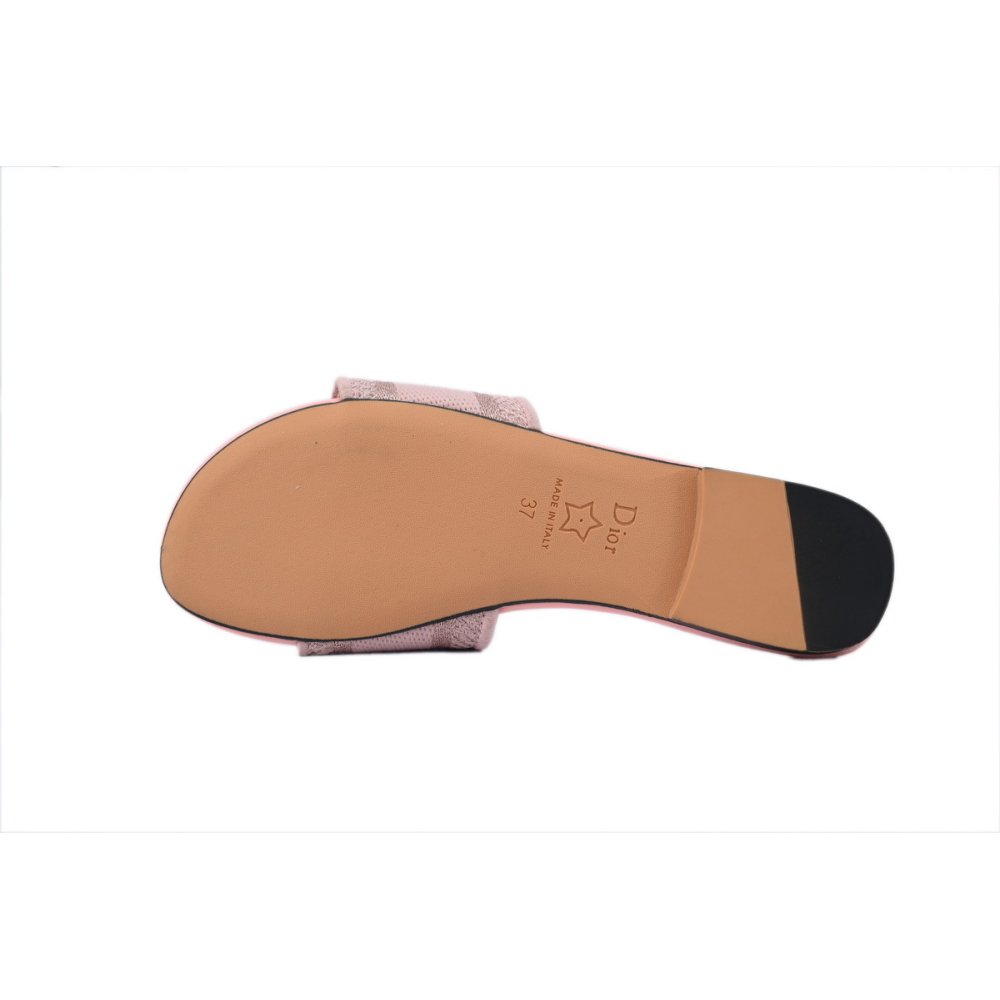Dior Dway Slide Cotton Embroidered Sandals Rose Des Vents