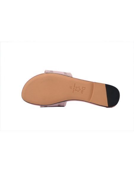Dior Dway Slide Cotton Embroidered Sandals Rose Des Vents