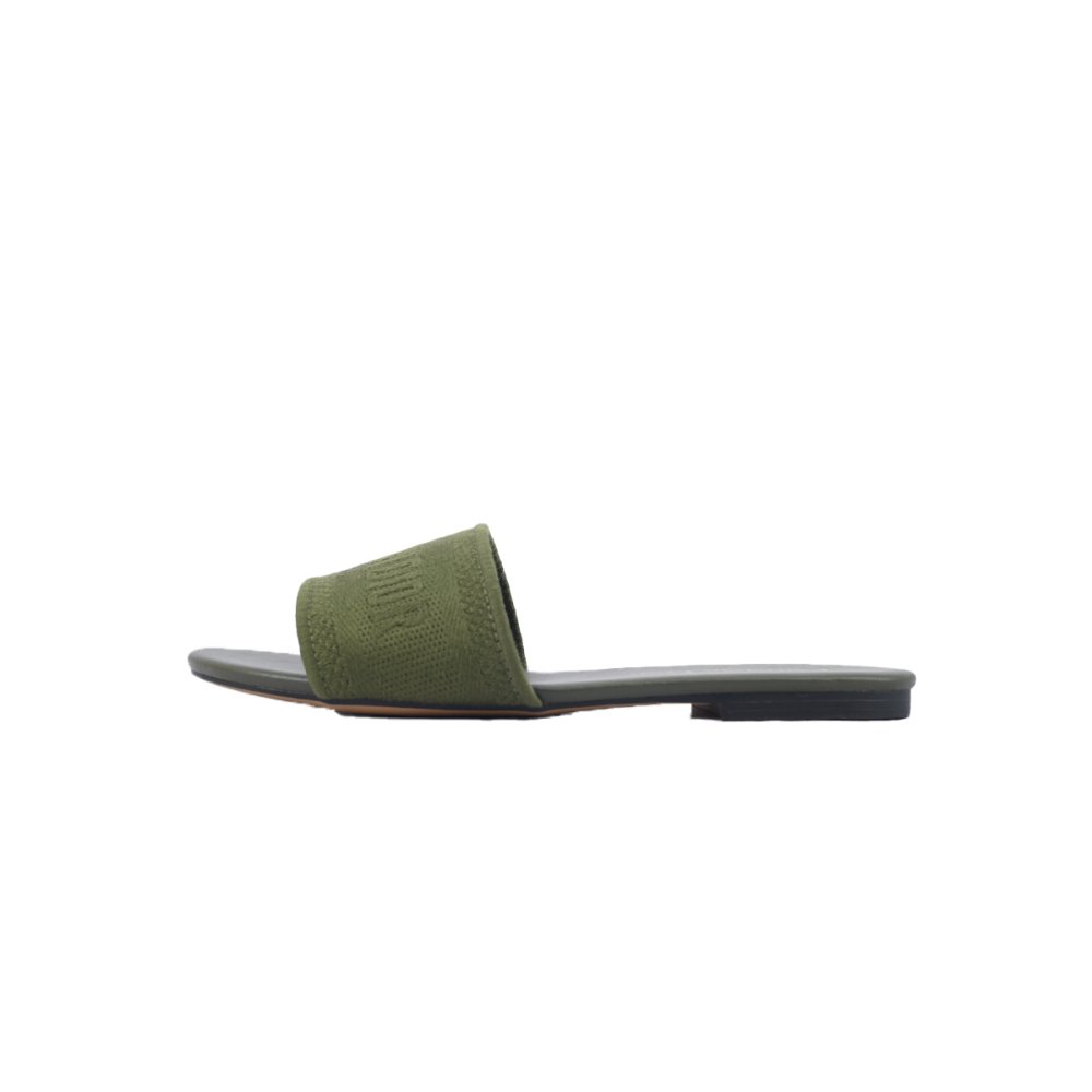 Dior Dway Slide Dark Green Embroidered Cotton