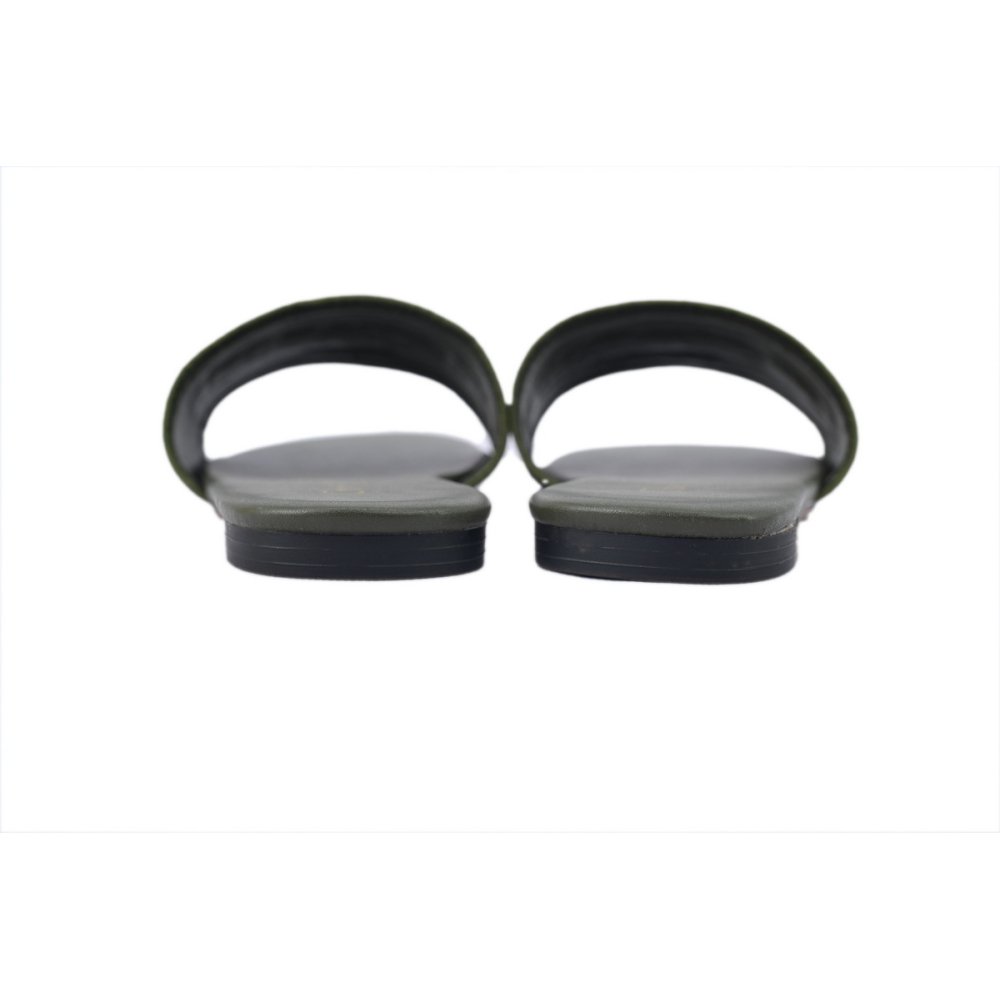 Dior Dway Slide Dark Green Embroidered Cotton