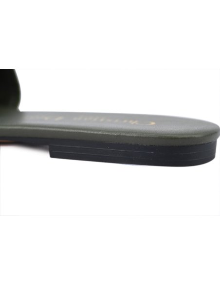 Dior Dway Slide Dark Green Embroidered Cotton