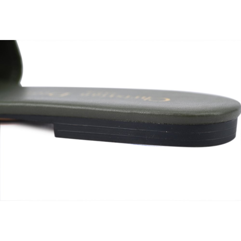 Dior Dway Slide Dark Green Embroidered Cotton