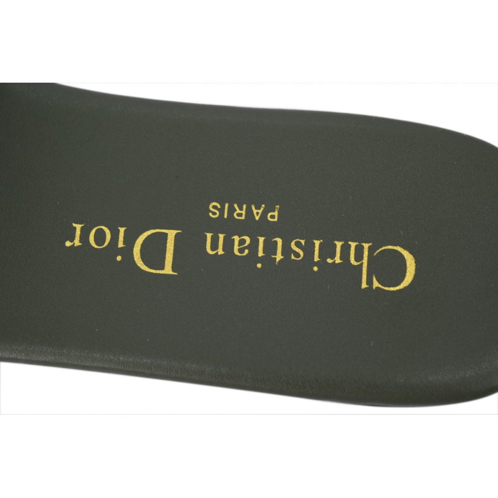 Dior Dway Slide Dark Green Embroidered Cotton