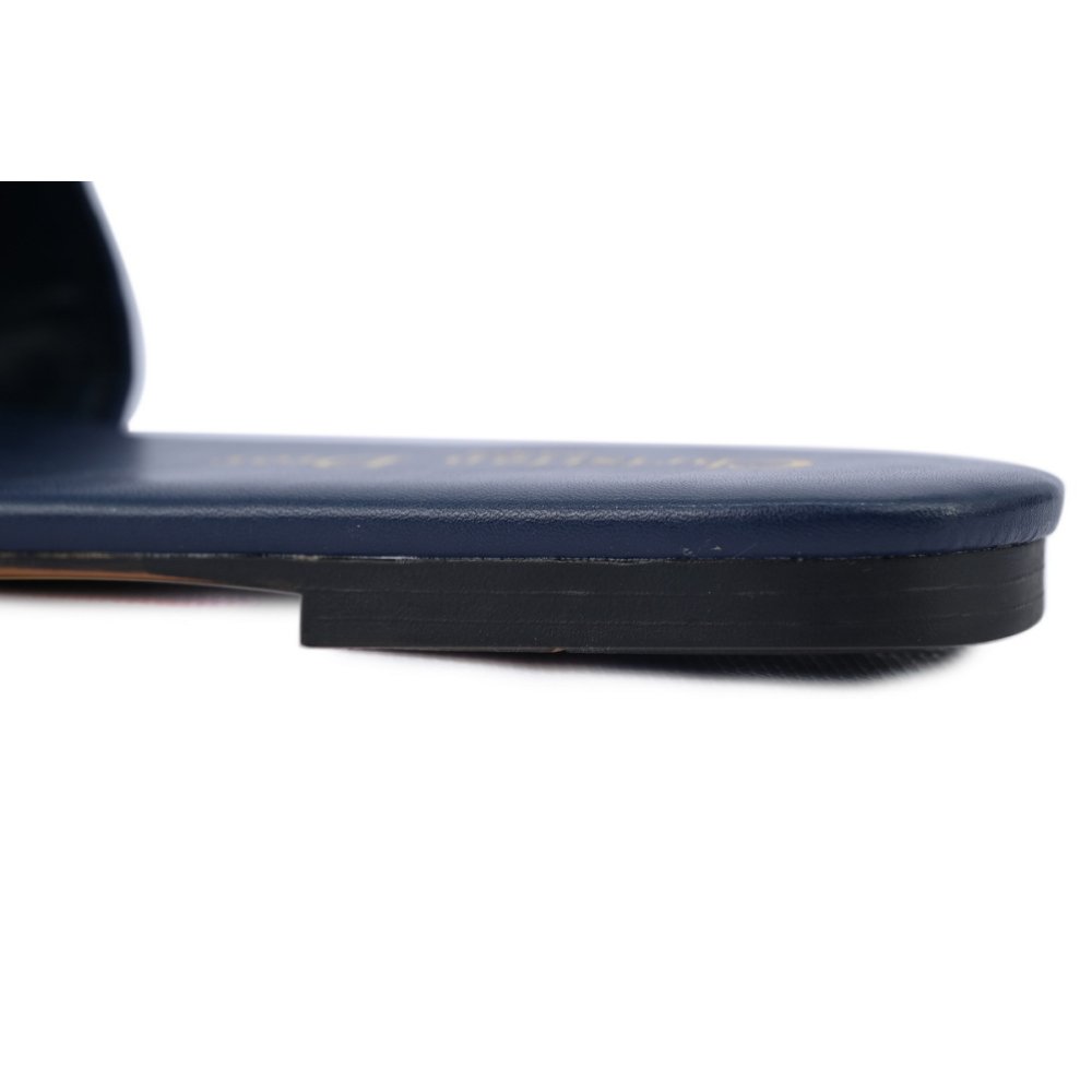 Dior Dway Slide Deep Blue Embroidered Cotton