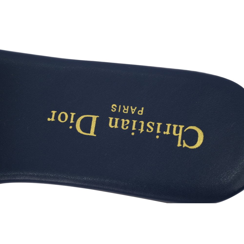 Dior Dway Slide Deep Blue Embroidered Cotton
