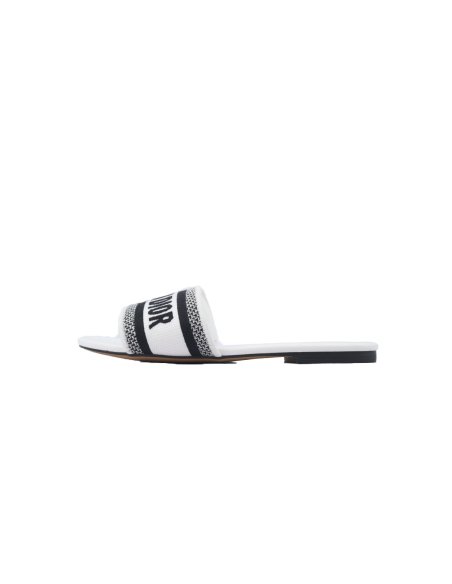 Dior Dway Slide Embroidered Monogram White Sandals