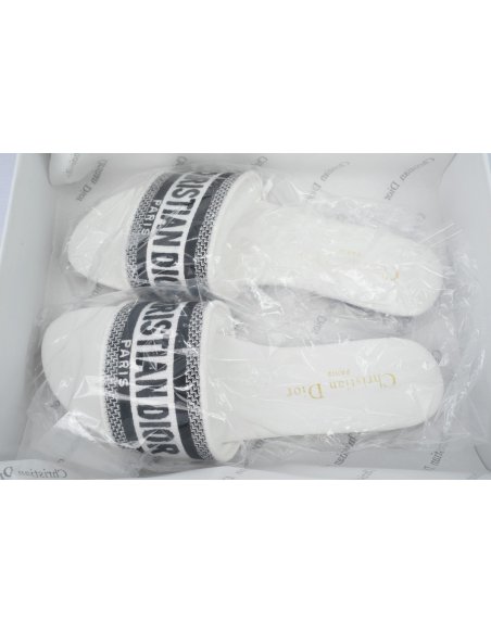 Dior Dway Slide Embroidered Monogram White Sandals
