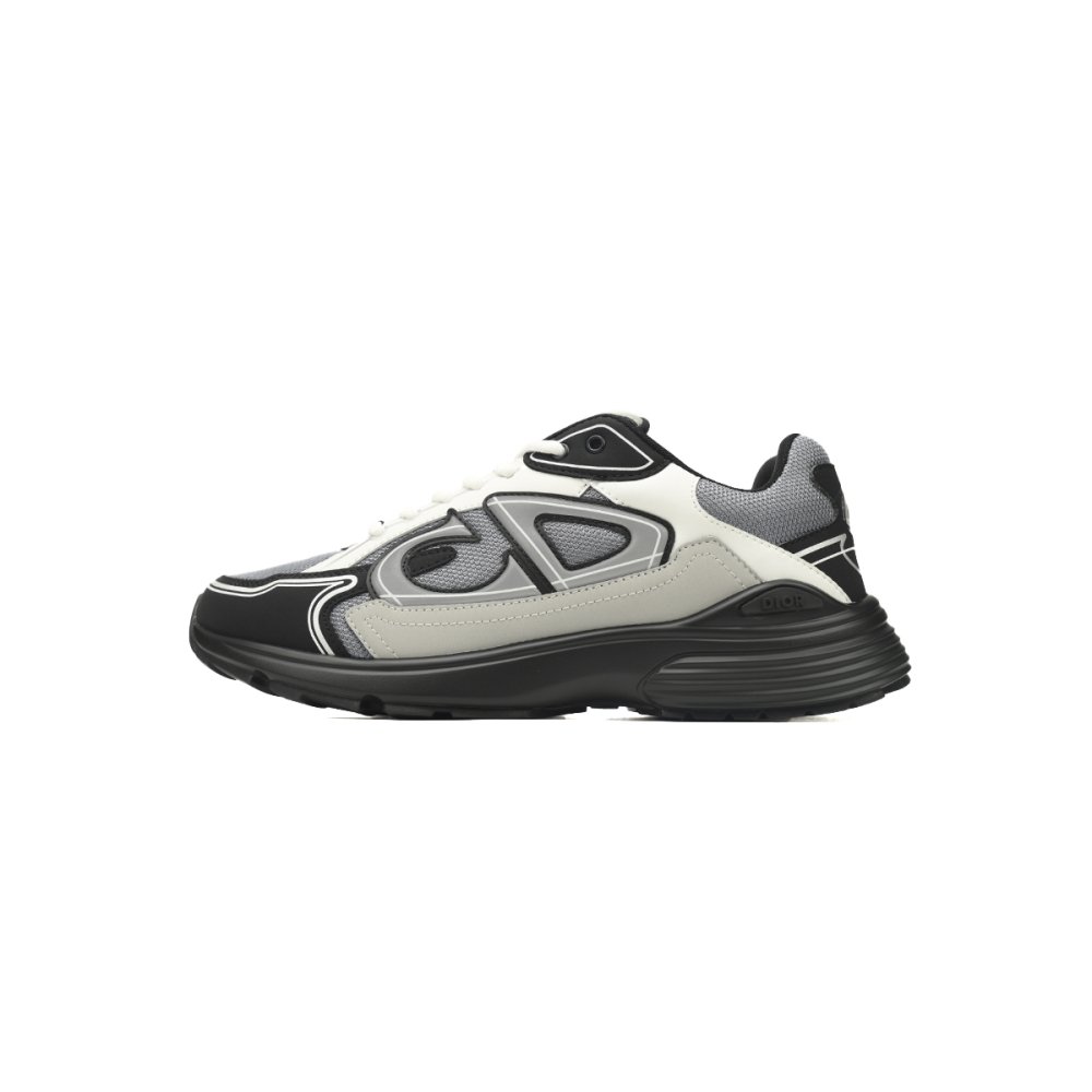 Dior B30 Lace-Up Sneakers Black Grey Silver Mesh 3SN279ZRA_H868