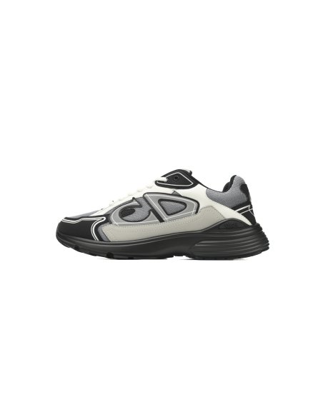 Dior B30 Lace-Up Sneakers Black Grey Silver Mesh 3SN279ZRA_H868