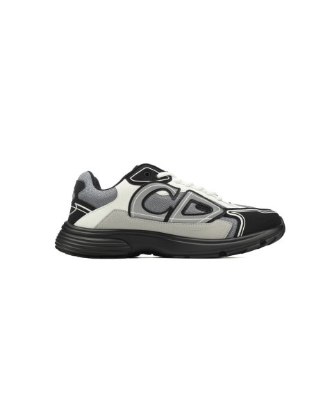 Dior B30 Lace-Up Sneakers Black Grey Silver Mesh 3SN279ZRA_H868