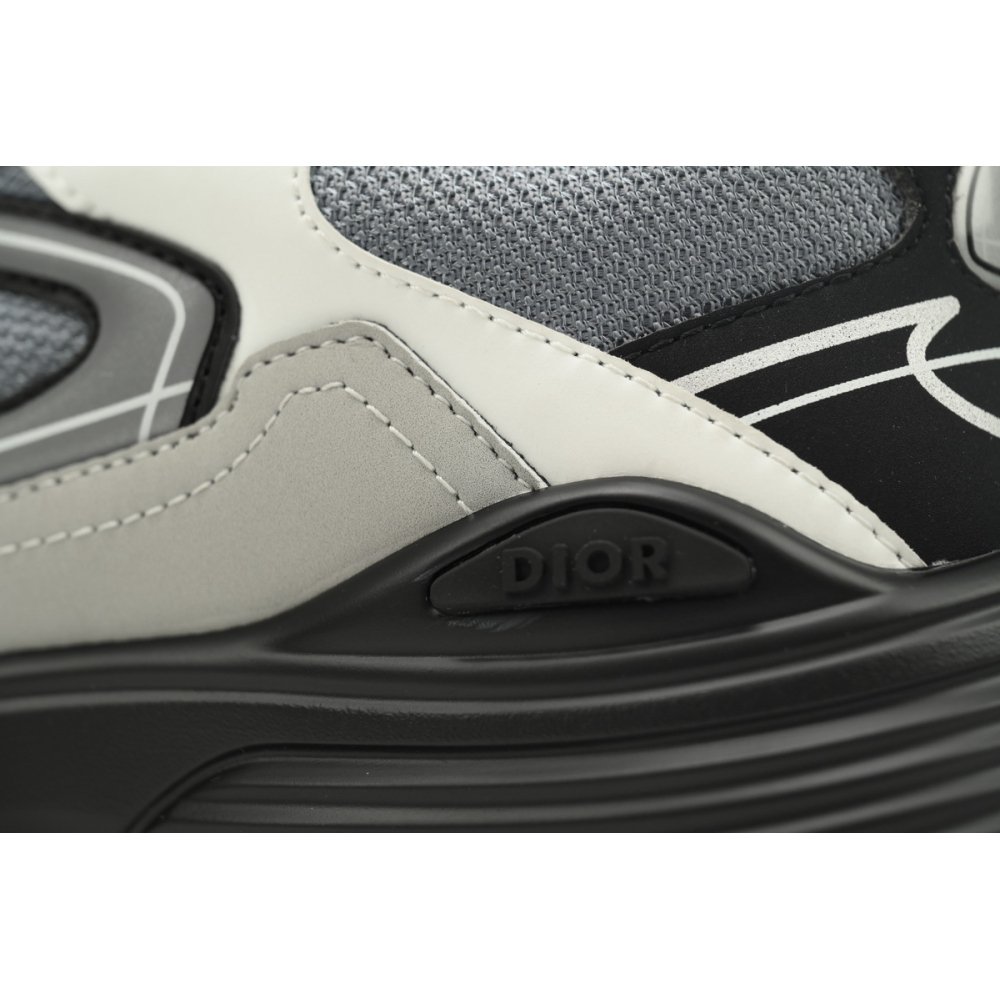 Dior B30 Lace-Up Sneakers Black Grey Silver Mesh 3SN279ZRA_H868
