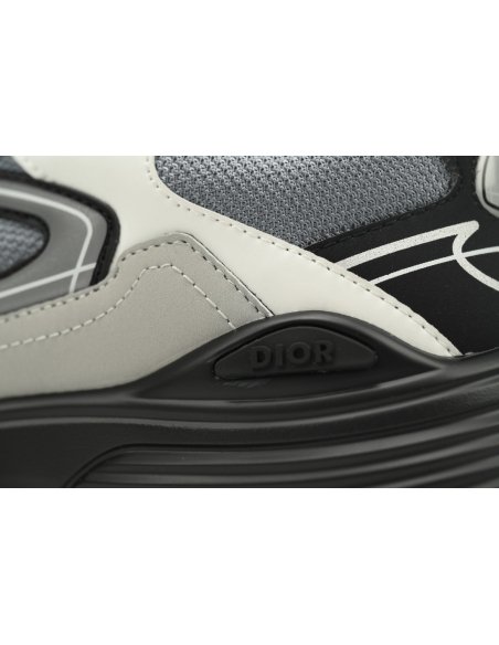 Dior B30 Lace-Up Sneakers Black Grey Silver Mesh 3SN279ZRA_H868