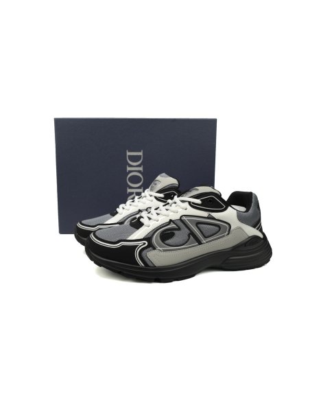 Dior B30 Lace-Up Sneakers Black Grey Silver Mesh 3SN279ZRA_H868