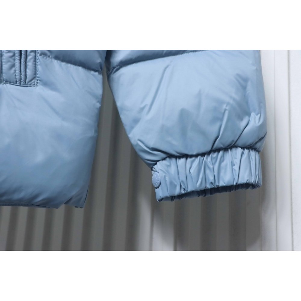 Moncler Logo Patch Zippered Stand-up Collar Blue Down Jacket,Moncler Jackets,Jackets,CLOTHES