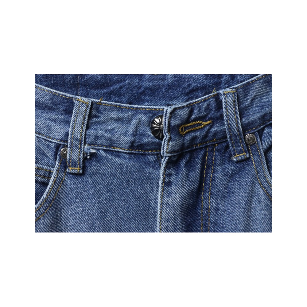 Chrome Hearts Miami Art Basel White Red Cross Patch Jeans,Chrome Hearts Jeans,Jeans,CLOTHES