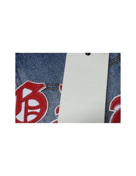 Chrome Hearts Miami Art Basel White Red Cross Patch Jeans,Chrome Hearts Jeans,Jeans,CLOTHES