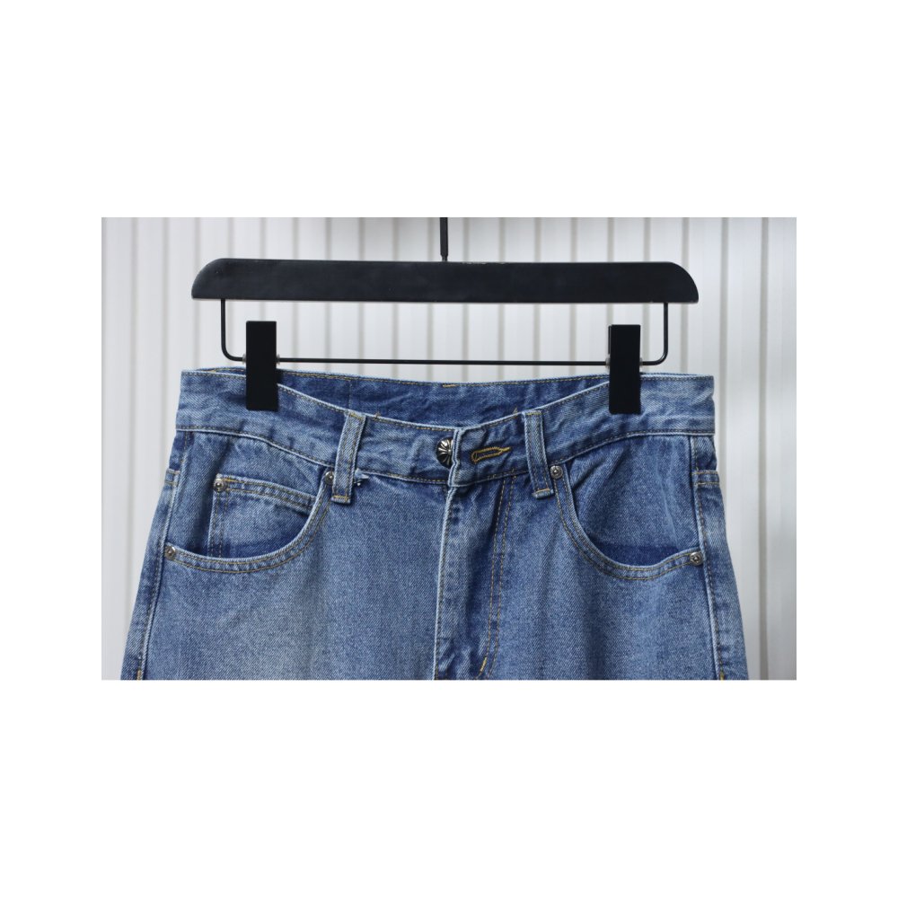 Chrome Hearts Miami Art Basel White Red Cross Patch Jeans,Chrome Hearts Jeans,Jeans,CLOTHES