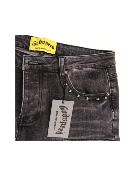 Godspeed Embroidered Multi-Pocket Jeans 8239 Smoky Gray,Godspeed Shorts,Shorts,CLOTHES