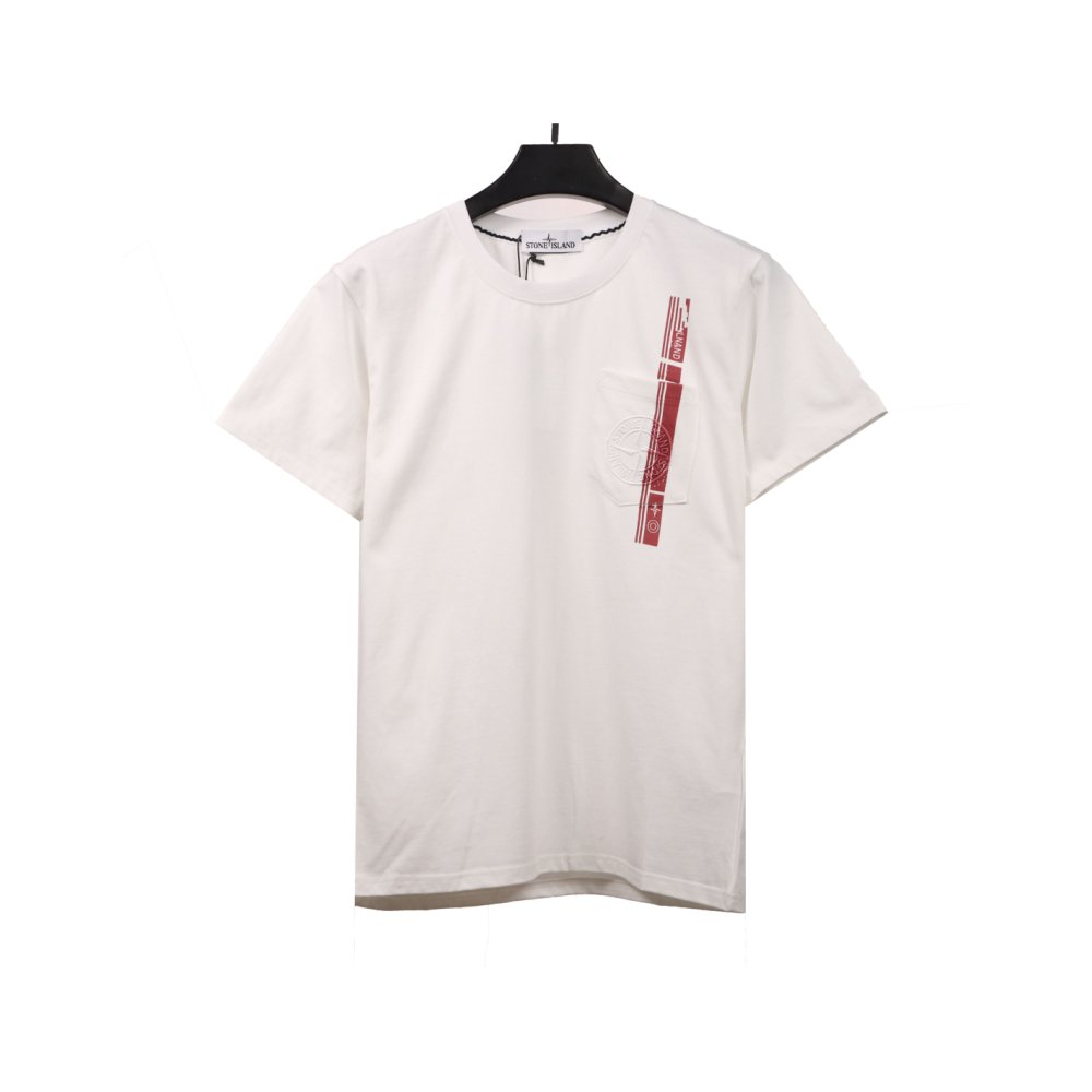 Stone Island White Compass Pocket T-Shirt,Stone Island T-Shirts,Palm Angels T-Shirts,CLOTHES
