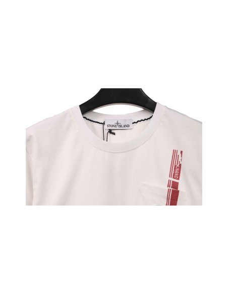 Stone Island White Compass Pocket T-Shirt,Stone Island T-Shirts,Palm Angels T-Shirts,CLOTHES