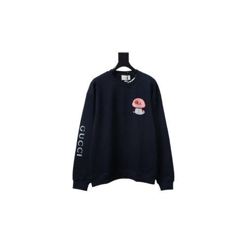 Gucci Cotton Blue Sweatshirt With Cartoon Snake Print,Gucci Hoodies(Sweatshirts),Sweatshirts Hoodies,CLOTHES