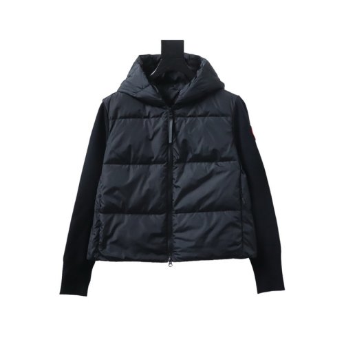 Canada Goose HyBridge Wide Quilt Knit Hoody Black,Canada Goose Jackets,Jackets,CLOTHES
